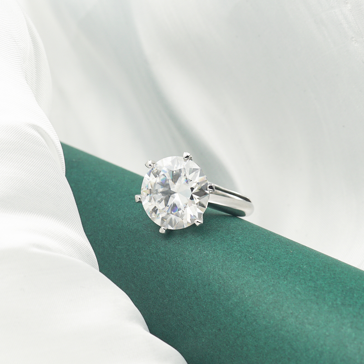 10ct Round Synthetic Moissanite Six Prong Ring S925