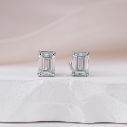 Step Cut Stud Earrings VVS Synthetic Moissanite S925 Studs Earrings Jewelry