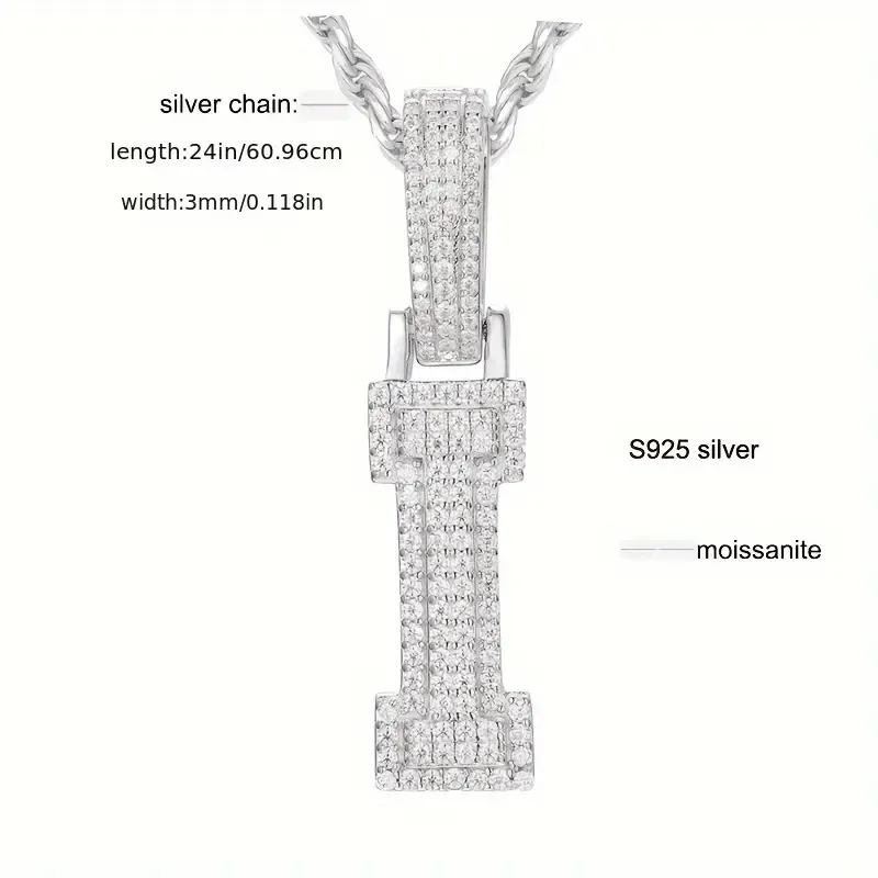 MOISSANITE SOLID ALPHBET LETTERS NAME CHARM PENDANT SMALL SIZE WHITE GOLD