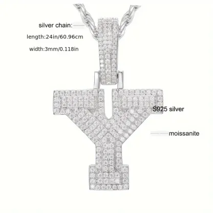 MOISSANITE SOLID ALPHBET LETTERS NAME CHARM PENDANT SMALL SIZE WHITE GOLD