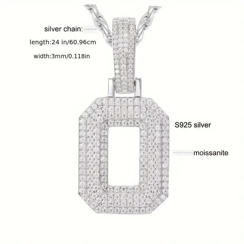 MOISSANITE SOLID ALPHBET LETTERS NAME CHARM PENDANT SMALL SIZE WHITE GOLD