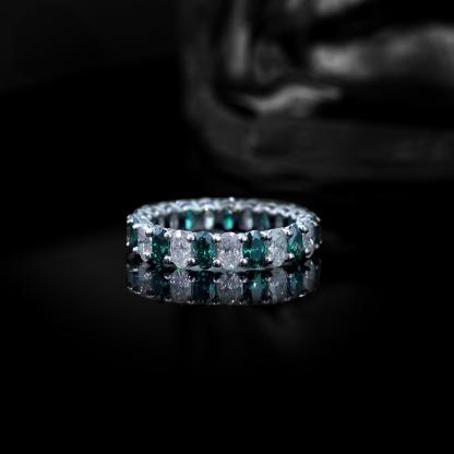 6ct Oval Synthetic Moissanite Full Eternity Stackable Band In 925 Sterling Silver