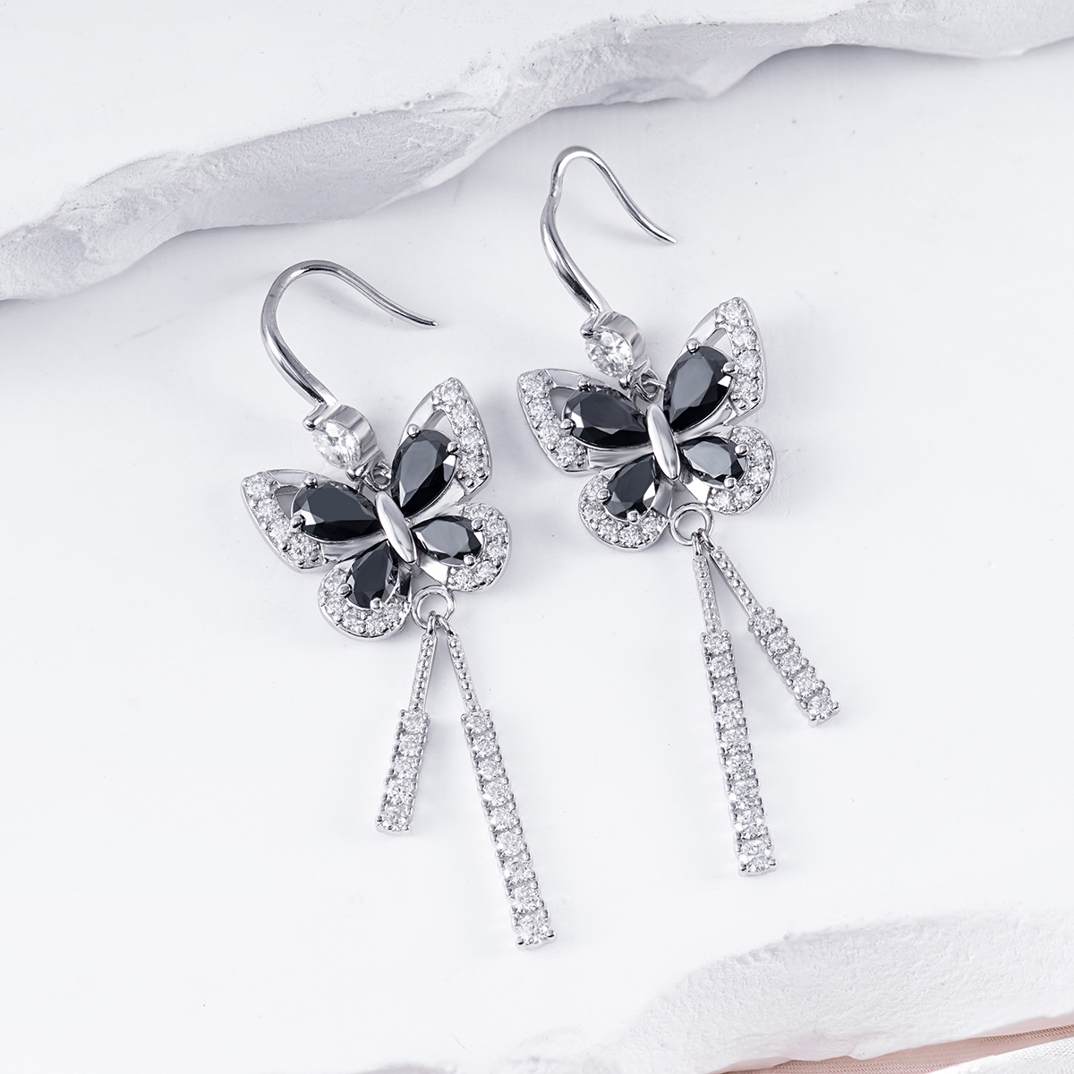 3.2ct Black Butterfly Synthetic Moissanite Earrings S925