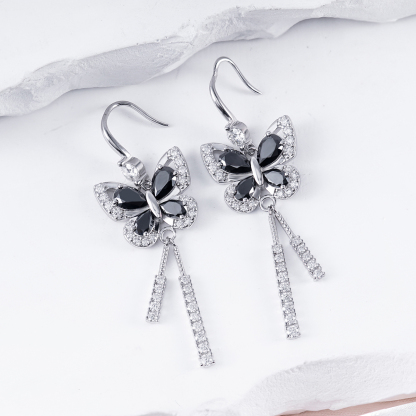 3.2ct Black Butterfly Synthetic Moissanite Earrings S925