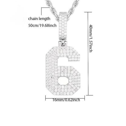 S925 SYNTHETIC MOISSANITE ICED OUT LARGE NUMBER NECKLACE PENDANT