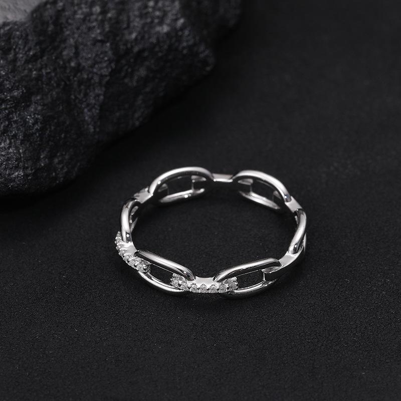 S925 VVS Synthetic Moissanite Hip Hop Unisex Chained Ring St Mother's Day Christmas Gifts For Men Women
