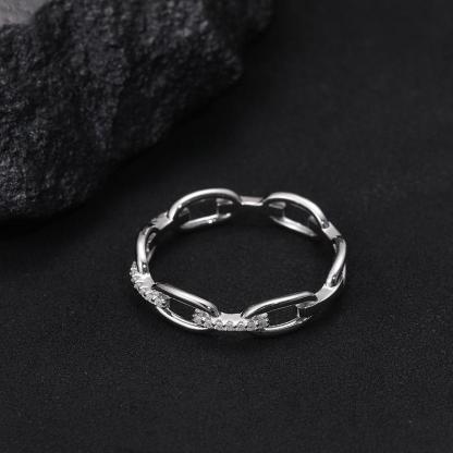 S925 VVS Synthetic Moissanite Hip Hop Unisex Chained Ring St Mother's Day Christmas Gifts For Men Women