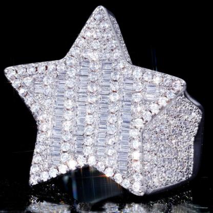 S925 Round VVS Synthetic Moissanite Pentagram Ring