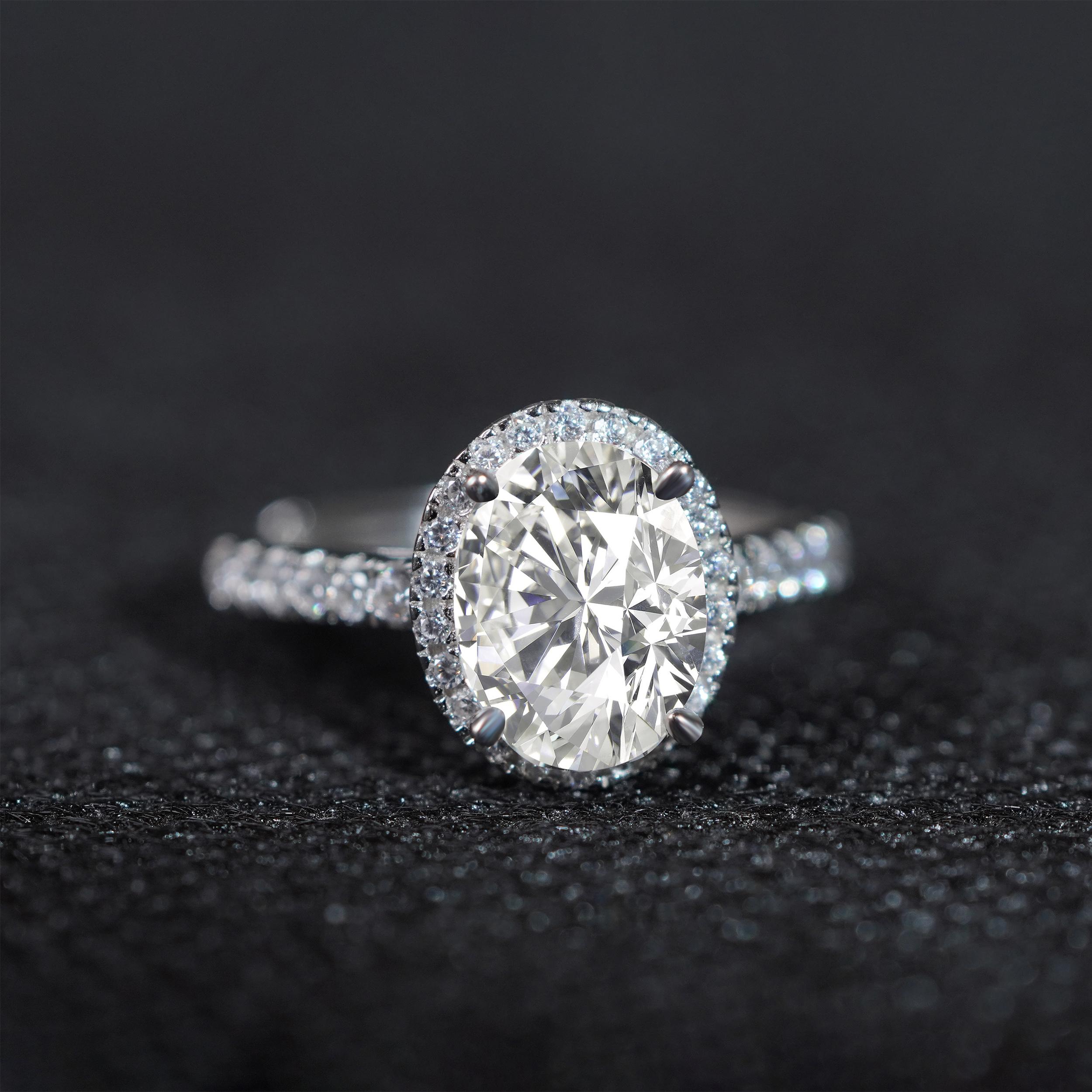 3ct Oval Synthetic Moissanite Ring S925