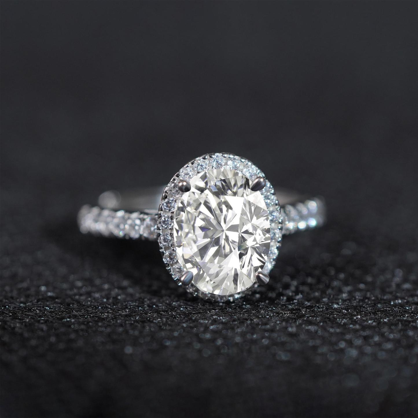 3ct Oval Synthetic Moissanite Ring S925
