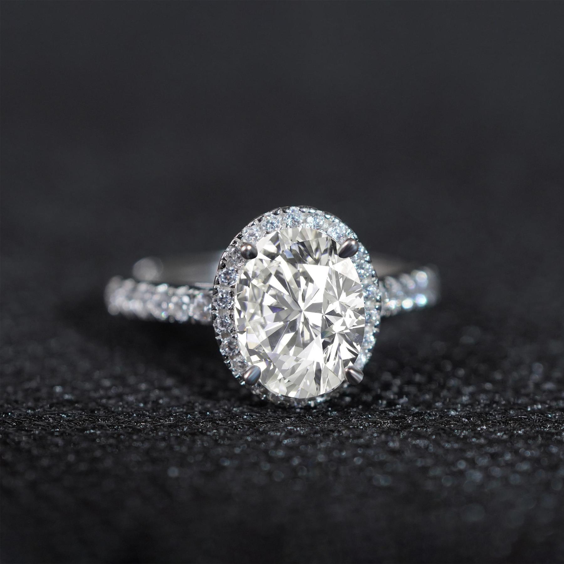 3ct Oval Synthetic Moissanite Ring S925
