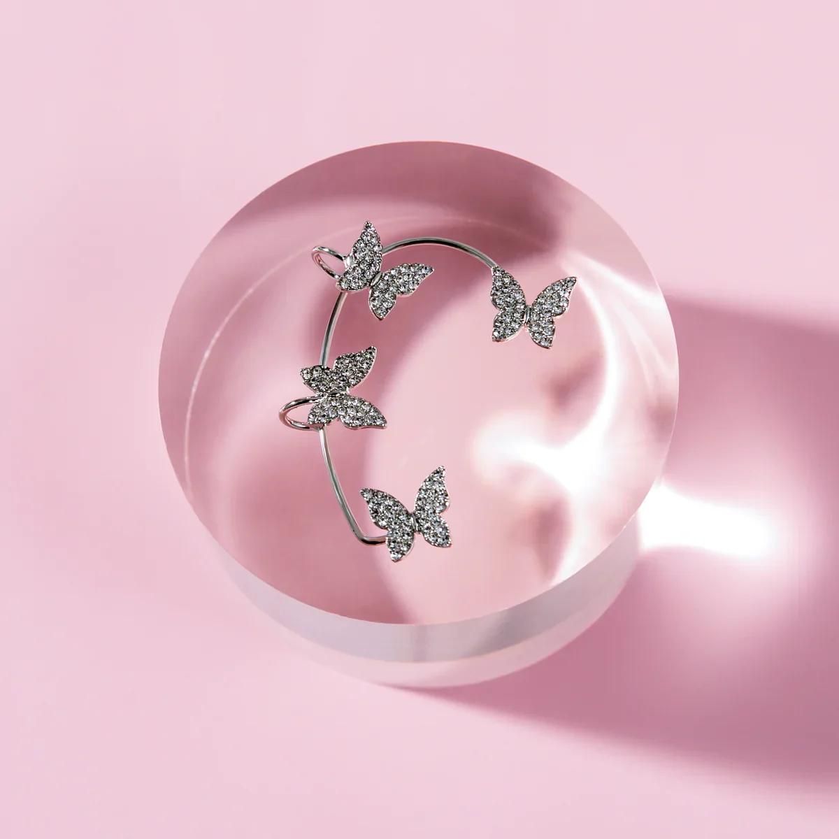 Synthetic Moissanite Butterfly Clip Earrings S925