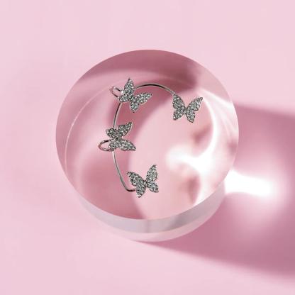 Synthetic Moissanite Butterfly Clip Earrings S925