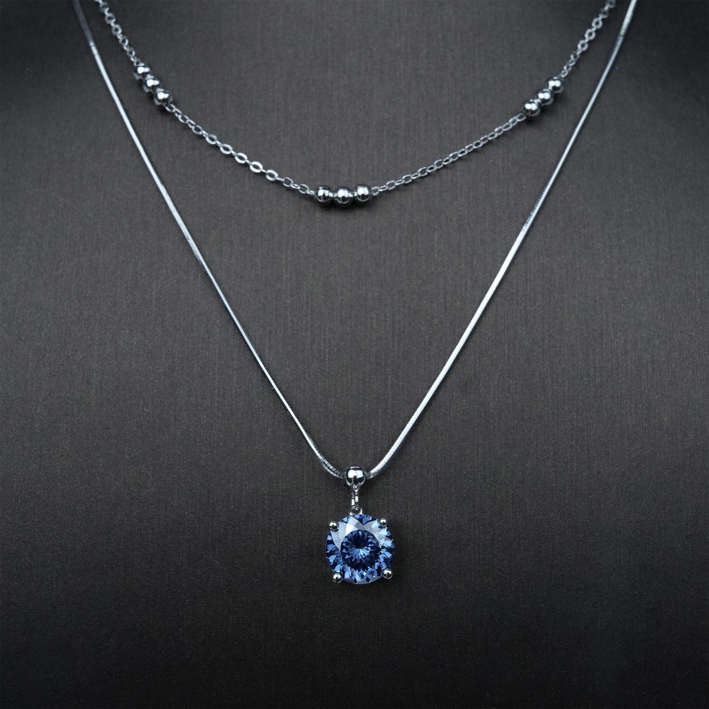 2ct Love100 Synthetic Moissanite Blue Pendant Necklace S925