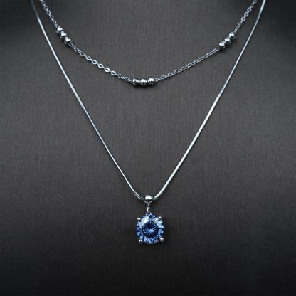2ct Love100 Synthetic Moissanite Blue Pendant Necklace S925