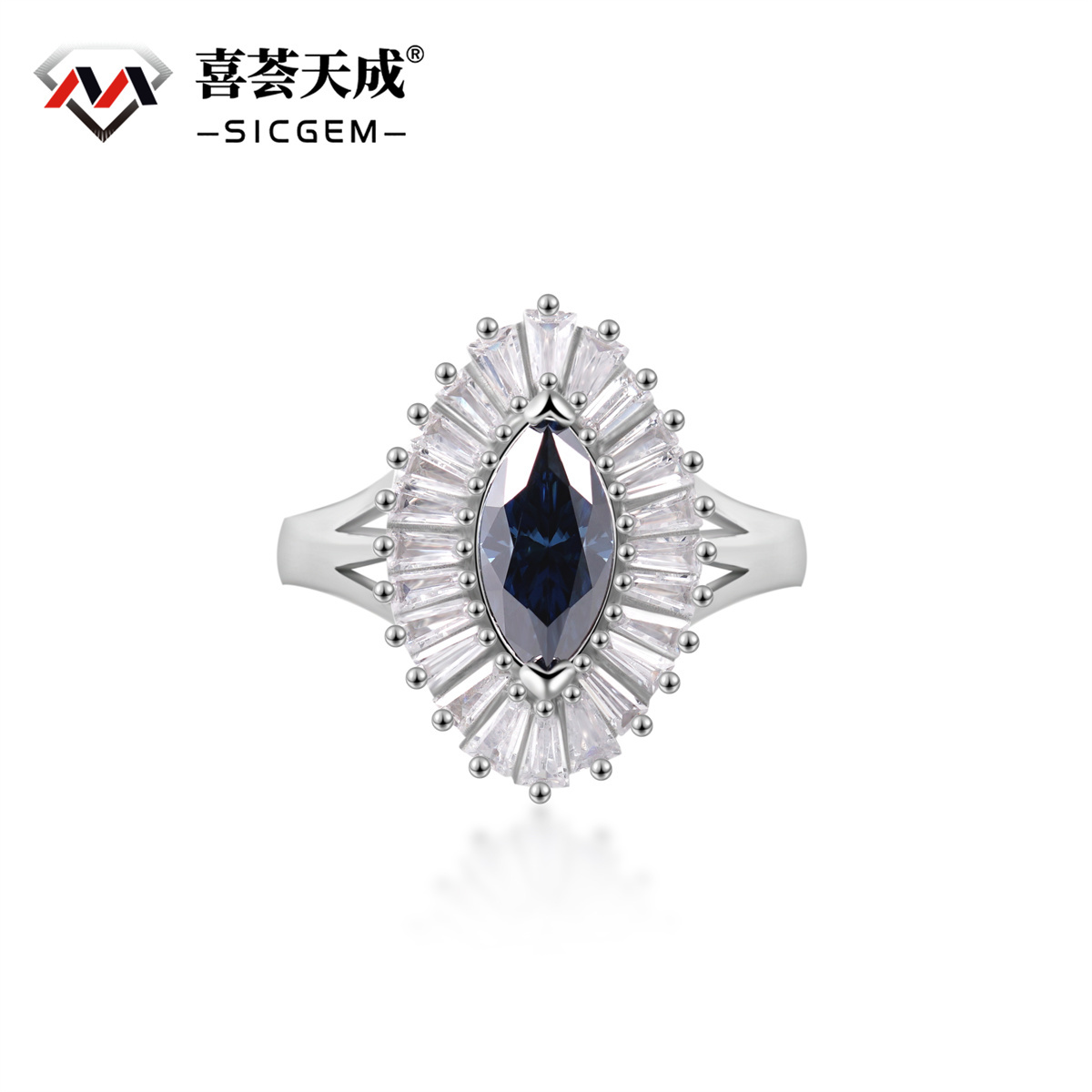 1ct Marquise Synthetic Moissanite Fashion Ring In 925 Sterling Silver Ring Band Jewelry Perfect Birthday Engagement Wedding Anniversary Gift