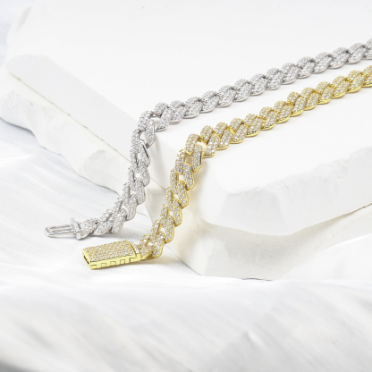 03style 8.5MM S925 VVS Synthetic Moissanite Hip Hop Iced Out Cuban Link Necklace Chain