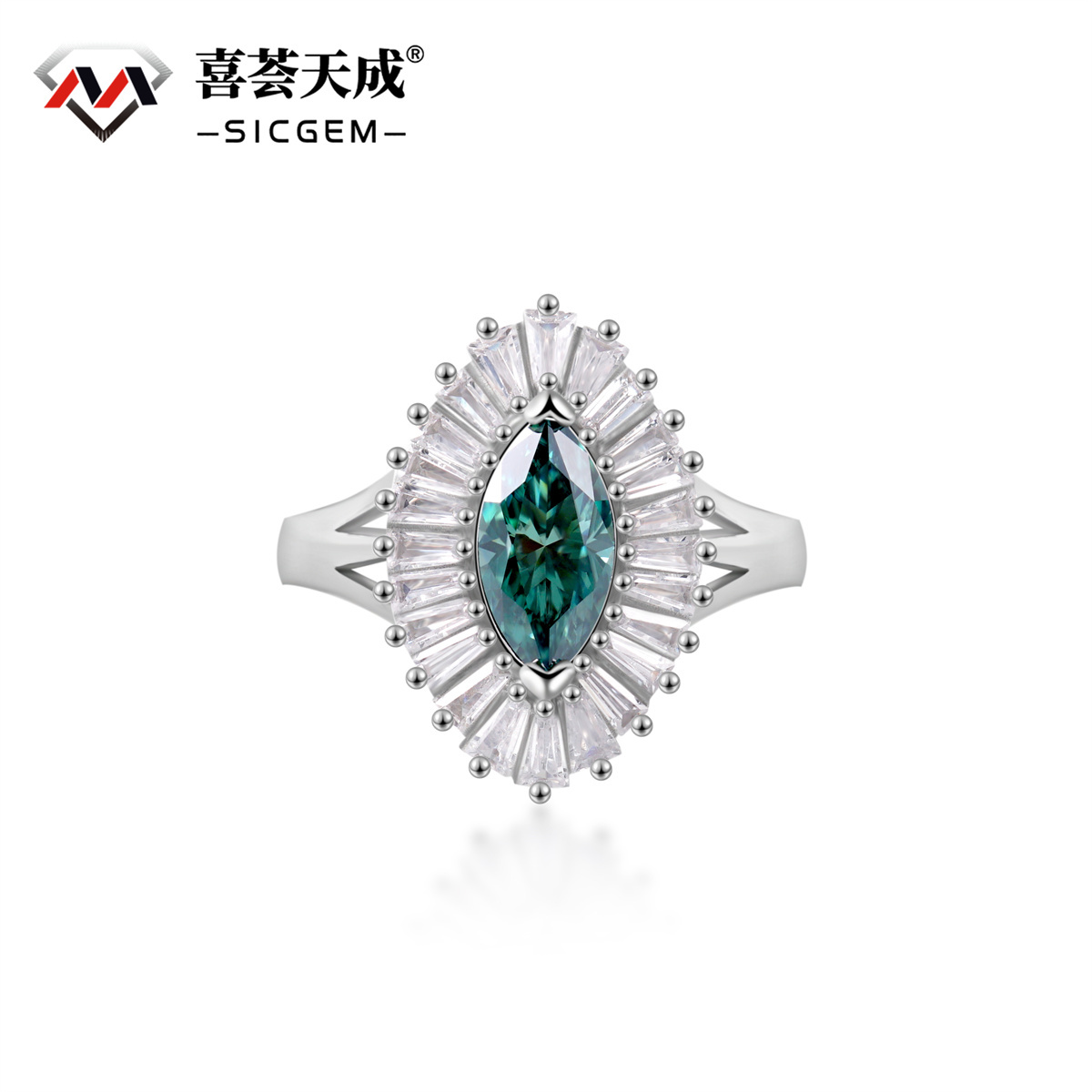 1ct Marquise Synthetic Moissanite Fashion Ring In 925 Sterling Silver Ring Band Jewelry Perfect Birthday Engagement Wedding Anniversary Gift