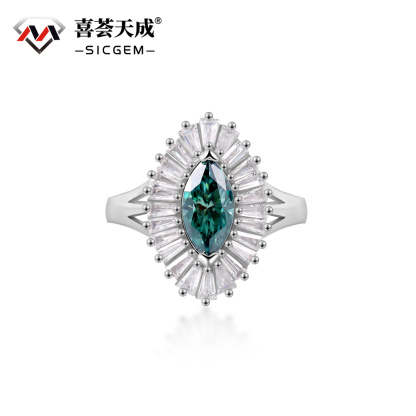 1ct Marquise Synthetic Moissanite Fashion Ring In 925 Sterling Silver Ring Band Jewelry Perfect Birthday Engagement Wedding Anniversary Gift