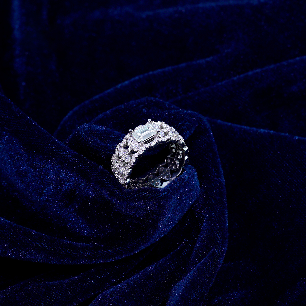 1ct Octagon Synthetic Moissanite Luxury Ring In 925 Sterling Silver