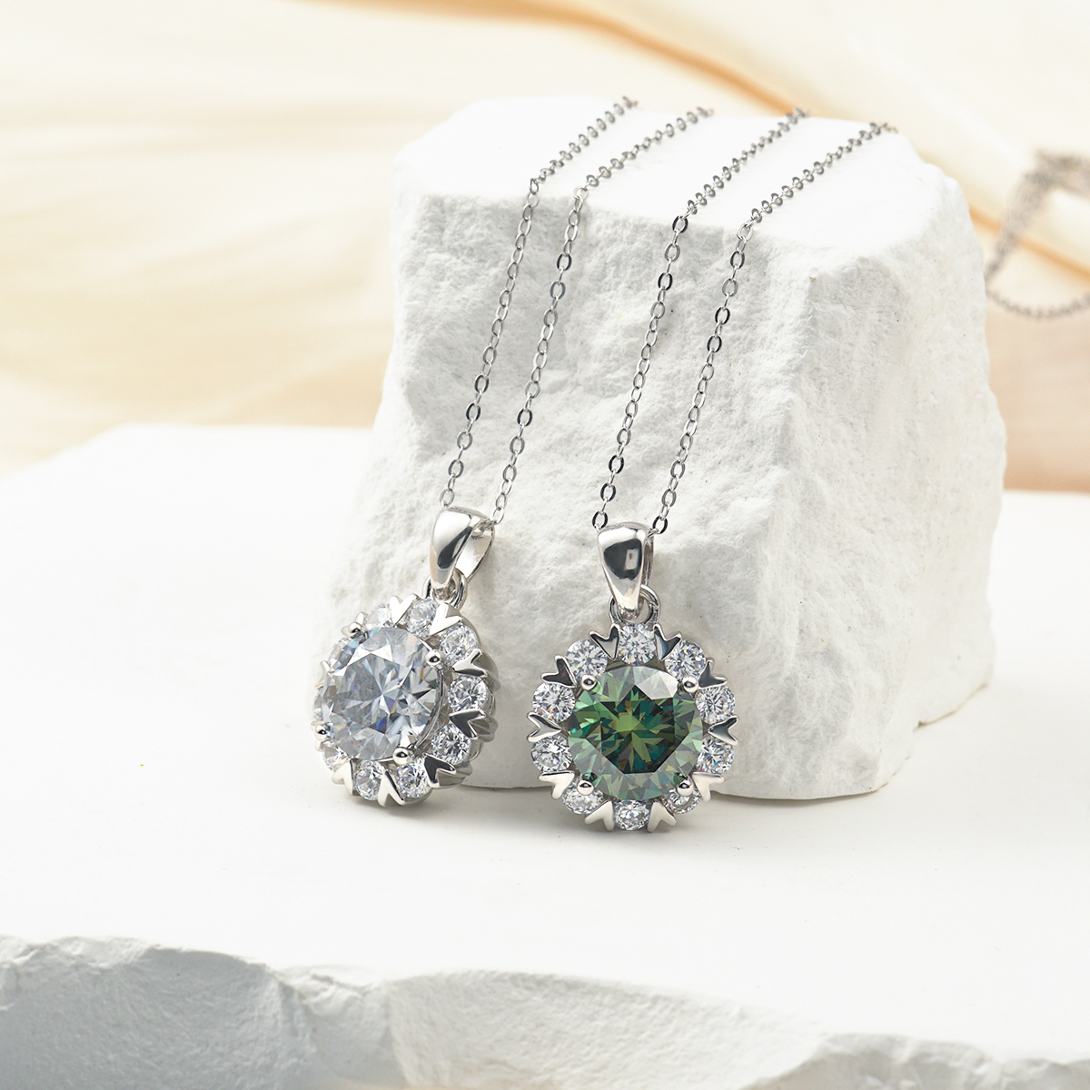 Synthetic Moissanite Pendant Necklace Chain S925 13