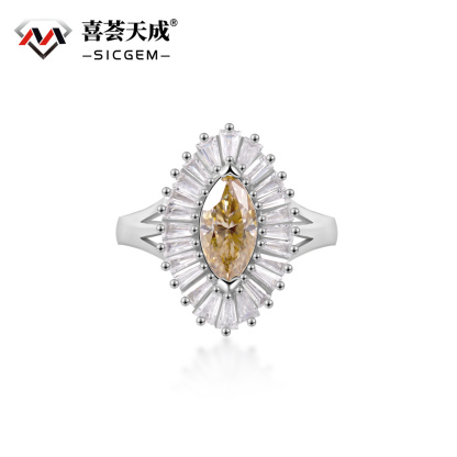 1ct Marquise Synthetic Moissanite Fashion Ring In 925 Sterling Silver Ring Band Jewelry Perfect Birthday Engagement Wedding Anniversary Gift