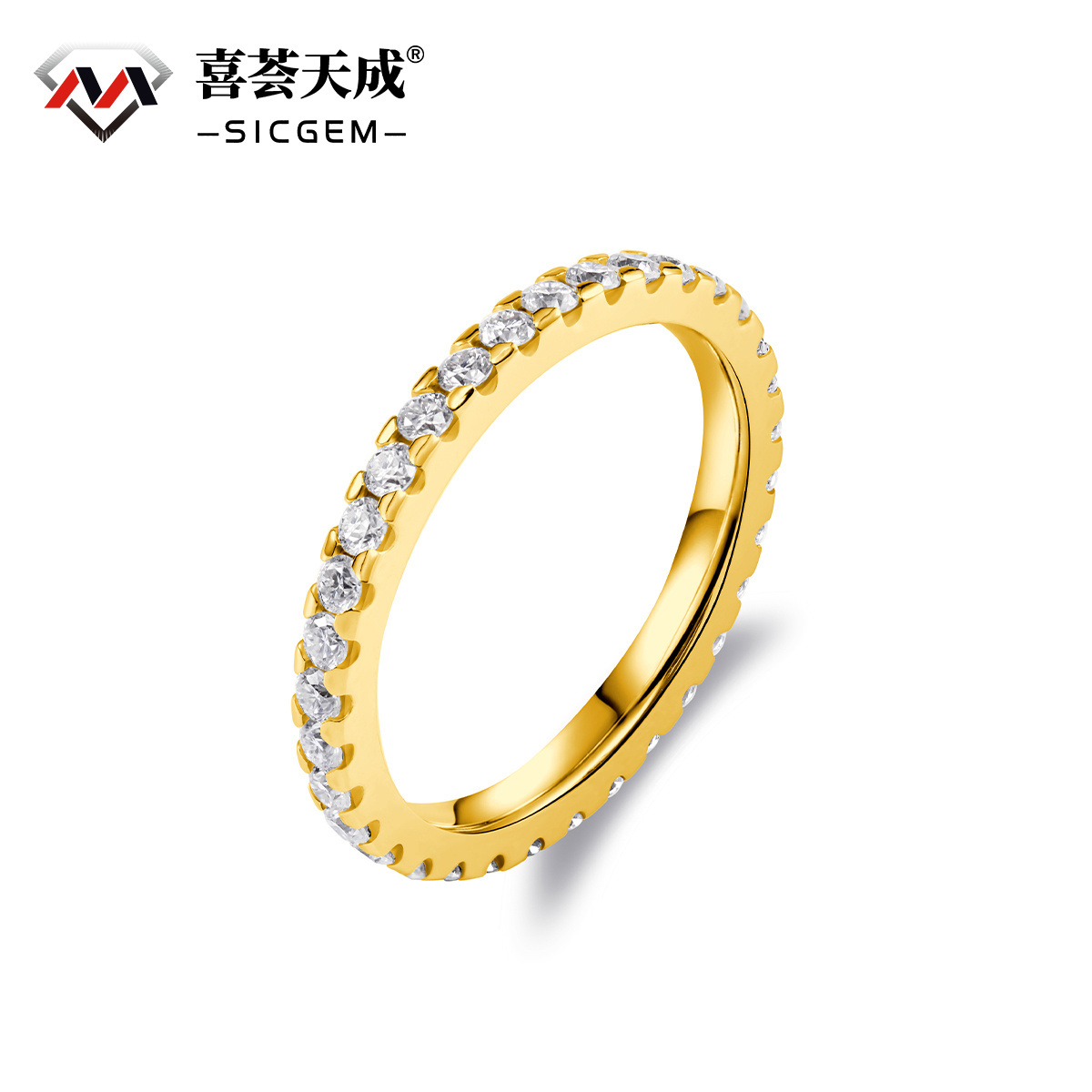 S925 VVS D Color Synthetic Moissanite Eternity Ring Band Anniversary Mother's Day Gifts For Women Men