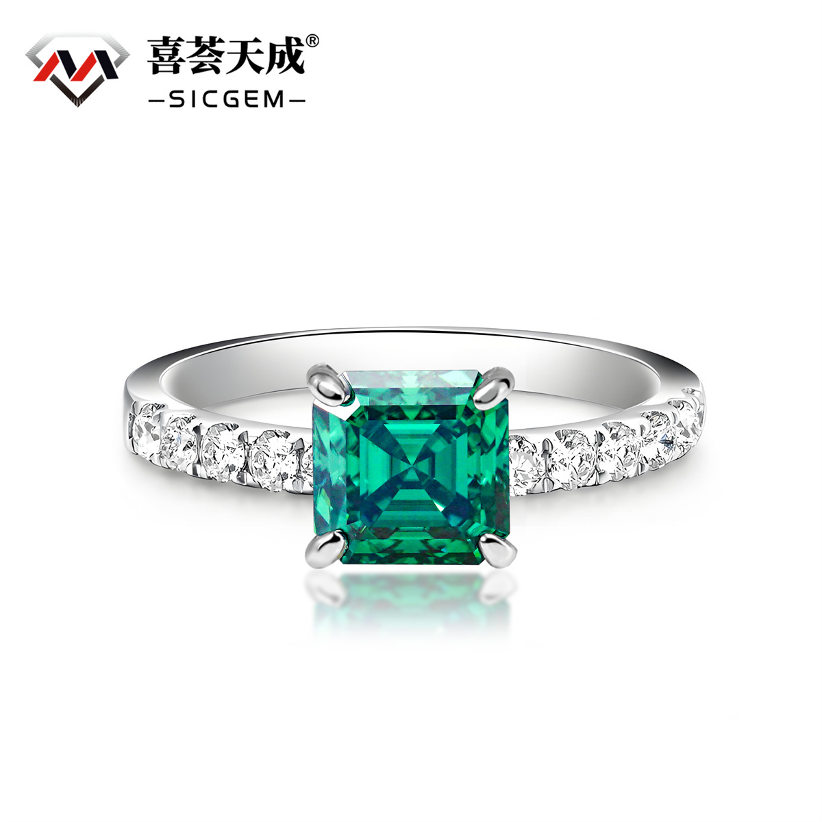 2ct Square Asscher Cut Synthetic Moissanite Solitaire Ring In 925 Sterling Silver