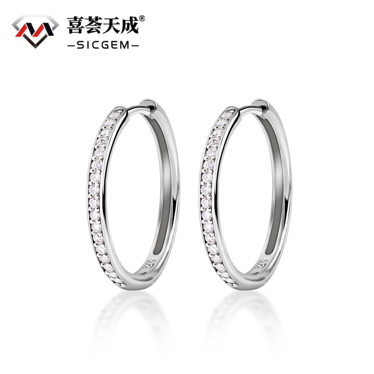 Bling Hoop Earrings Unisex Earrings S925 VVS Synthetic Moissanite