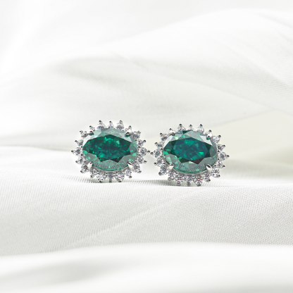 2ct Oval Synthetic Moissanite Sunflower Stud Earrings S925