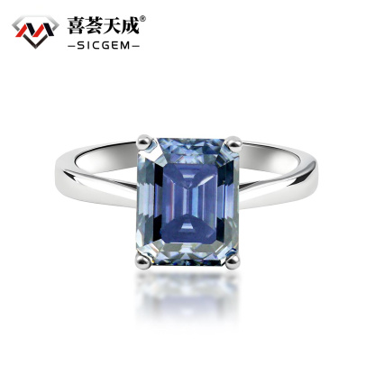 4ct Octagon Synthetic Moissanite Solitaire Ring In 925 Sterling Silver