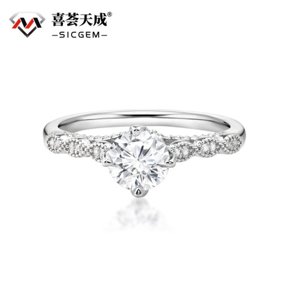 S925 1ct Round Synthetic Moissanite Pierced Ring