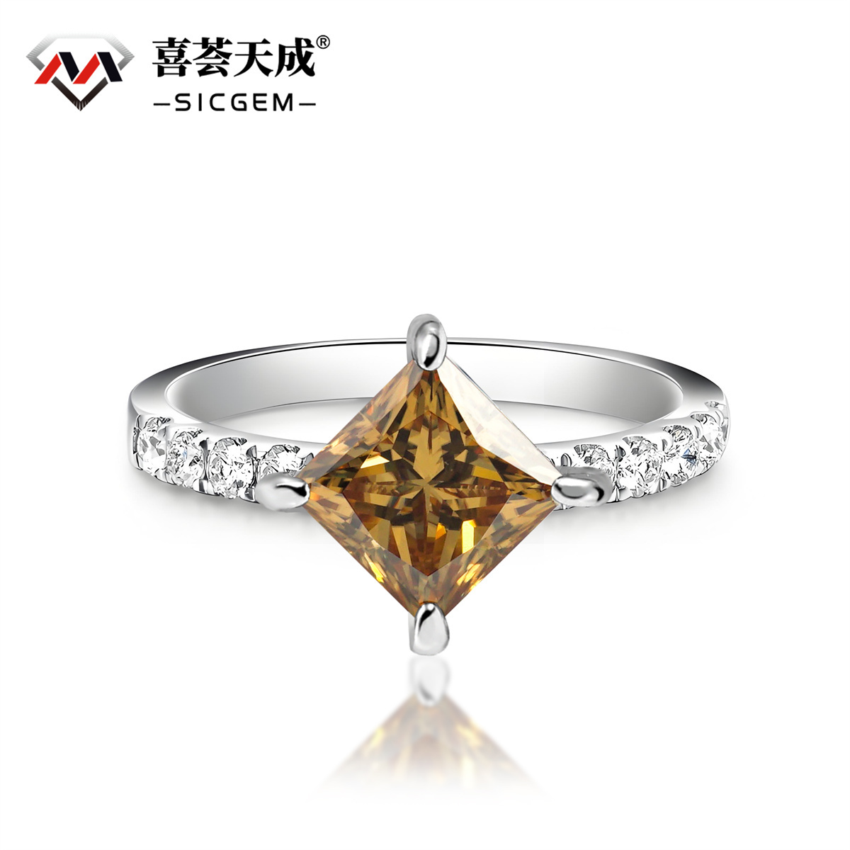 2ct Princess Synthetic Moissanite Compass Ring In 925 Sterling Silver