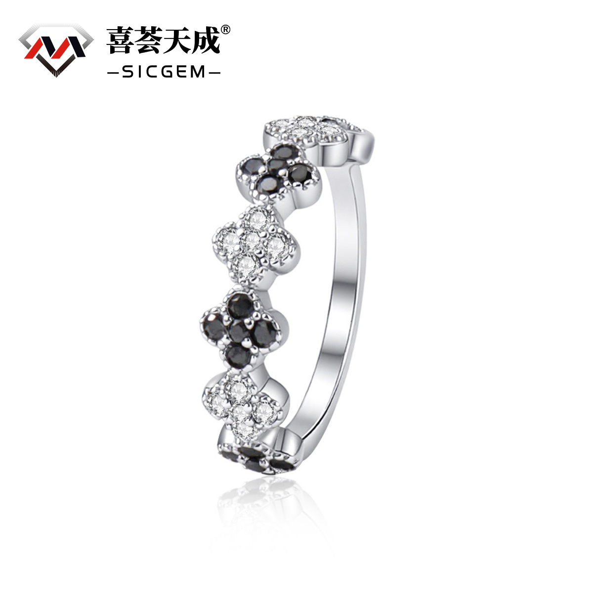 0.6ct Luxury Floral Eternity Band Cluster Ring Synthetic Moissanite Wedding Bands Ring S925 Sterling Silver Moissanite Jewelry