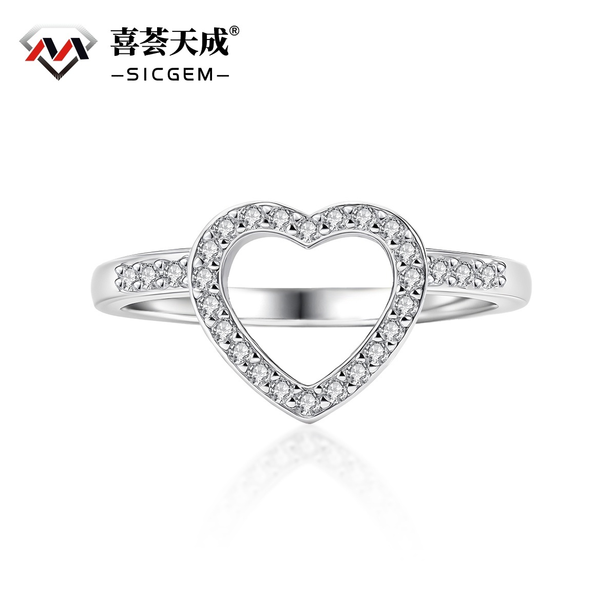 Halo Heart Cut Ring Set Heart Pair Stacking Ring Band D Color VVS Synthetic Moissanite Ring Jewelry Copper Band Wedding Band Engagement Ring Set Promise Ring Women's Ring for Engagement, Wedding Anniversary & Valentine's Day Gifts