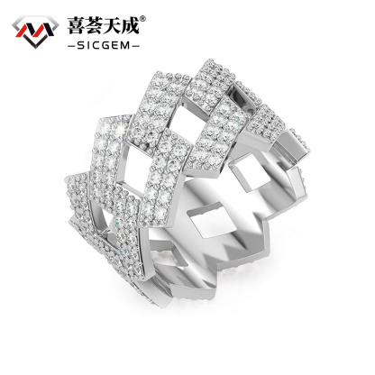 Moissanite Iced Prong Cuban RING 14K GOLD