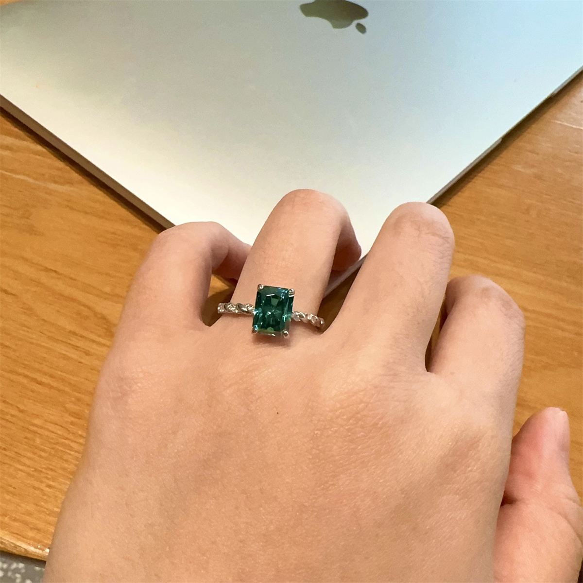 3ct Radiant Synthetic Moissanite Solitaire Twist Band Ring In 925 Sterling Silver