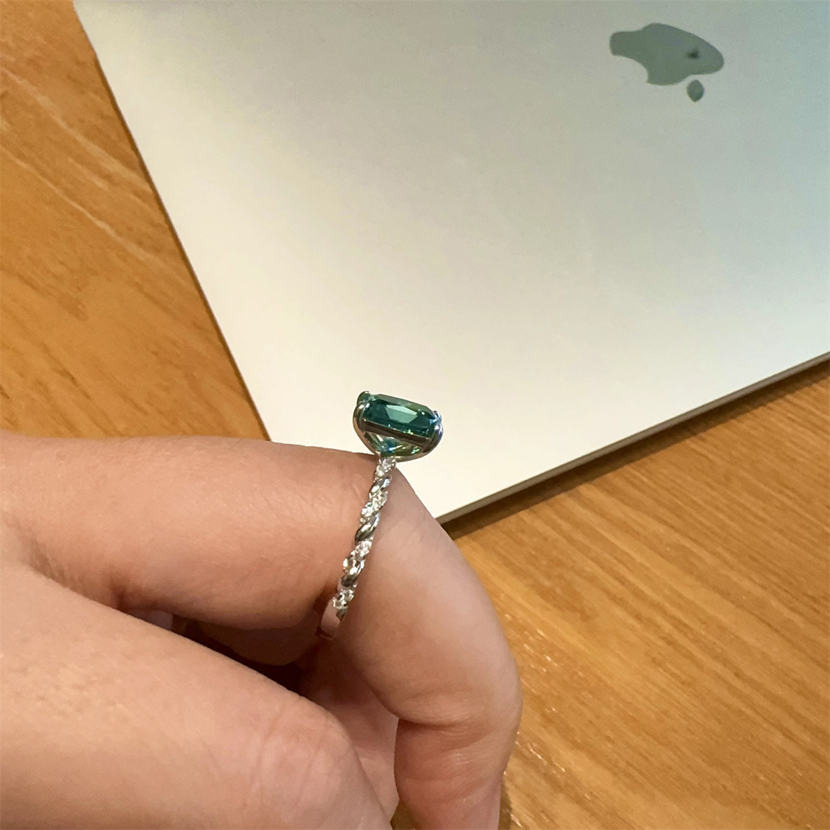 3ct Radiant Synthetic Moissanite Solitaire Twist Band Ring In 925 Sterling Silver