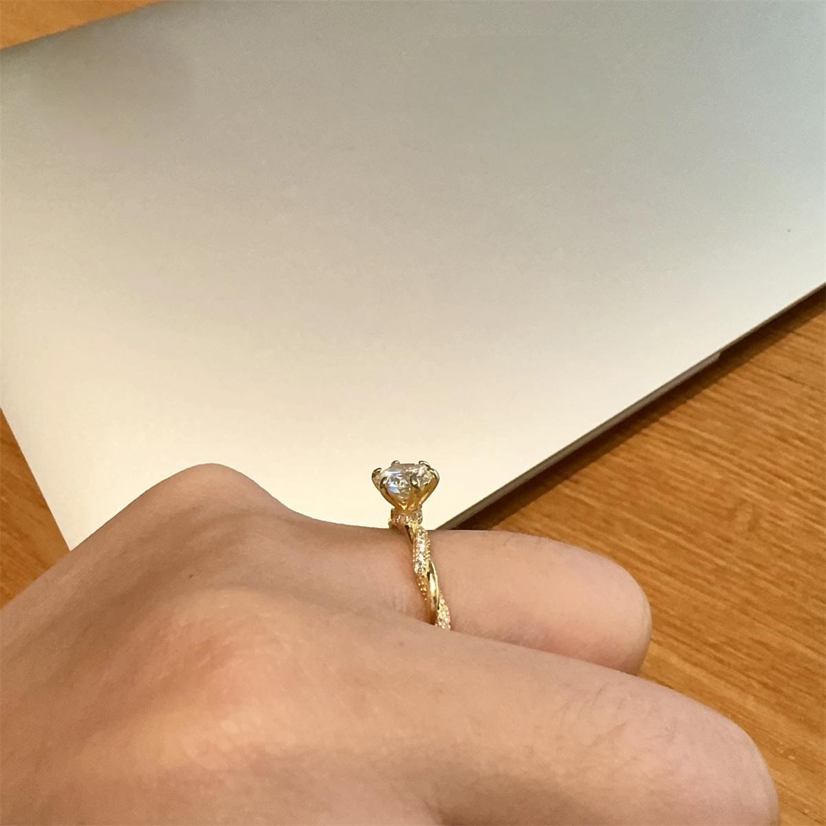 1ct Round Synthetic Moissanite Rope Ring In 925 Sterling Silver Mother's Day Gifts for Men Women