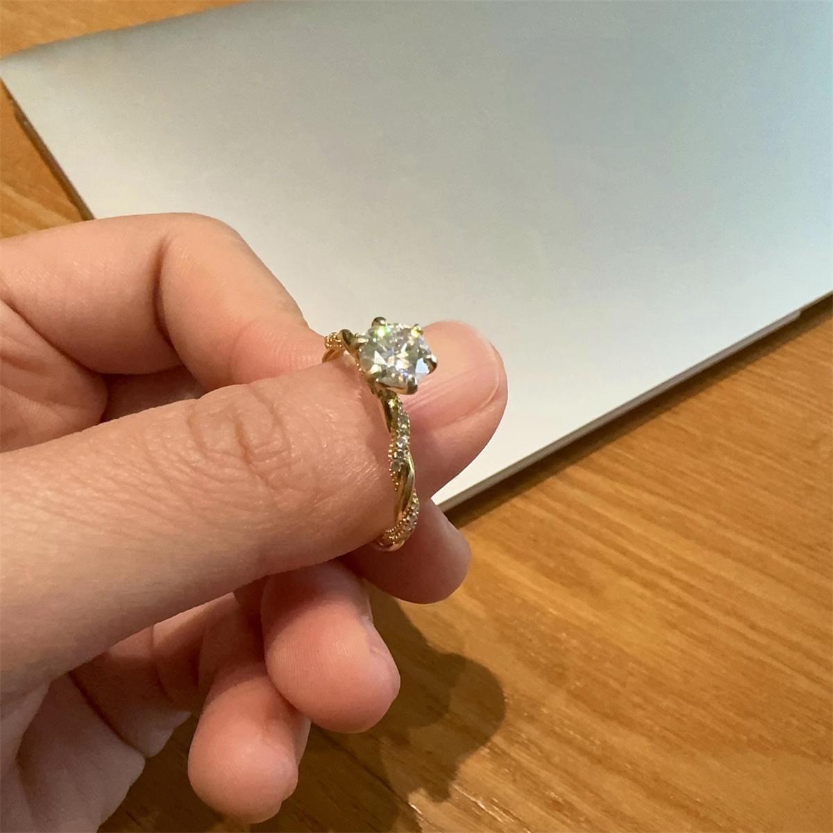 1ct Round Synthetic Moissanite Rope Ring In 925 Sterling Silver Mother's Day Gifts for Men Women