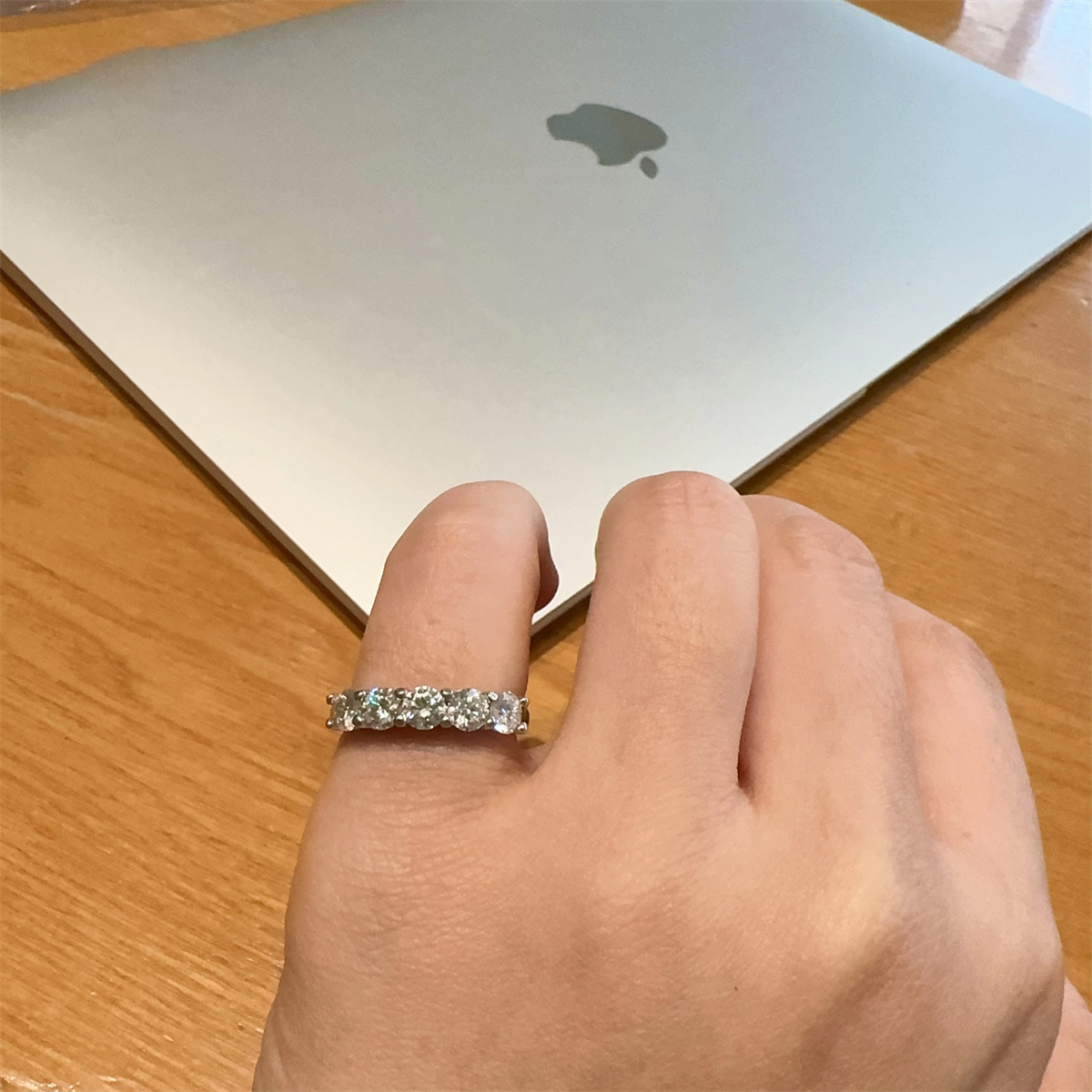 1.5ct D Color S925 VVS Clarity Round Synthetic Moissanite Half Eternity Stacking Band