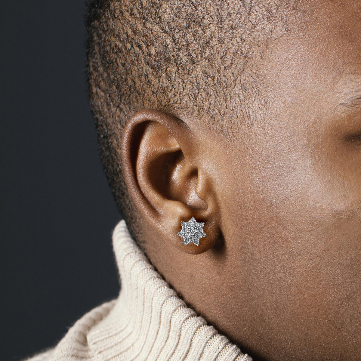 S925 Round Synthetic Moissanite Dazzling Star Cluster Studs Earrings Birthday Anniversary Gift Mother's Day Gifts for Men Women