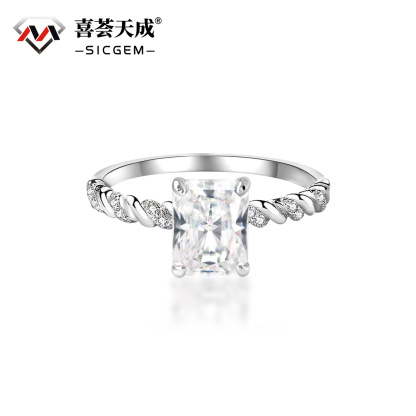 3ct Radiant Synthetic Moissanite Solitaire Twist Band Ring In 925 Sterling Silver