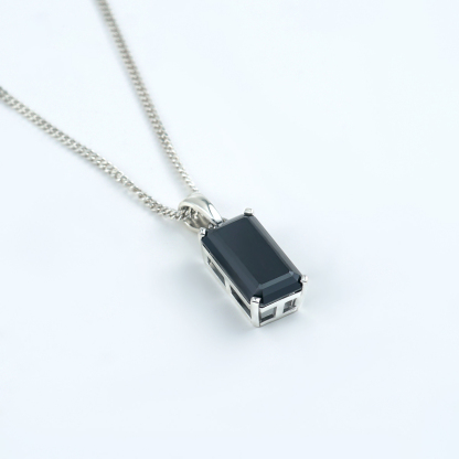 S925 15ct Black Synthetic Moissanite Pendant Necklace Perfect St Mother's Day Gift for Him