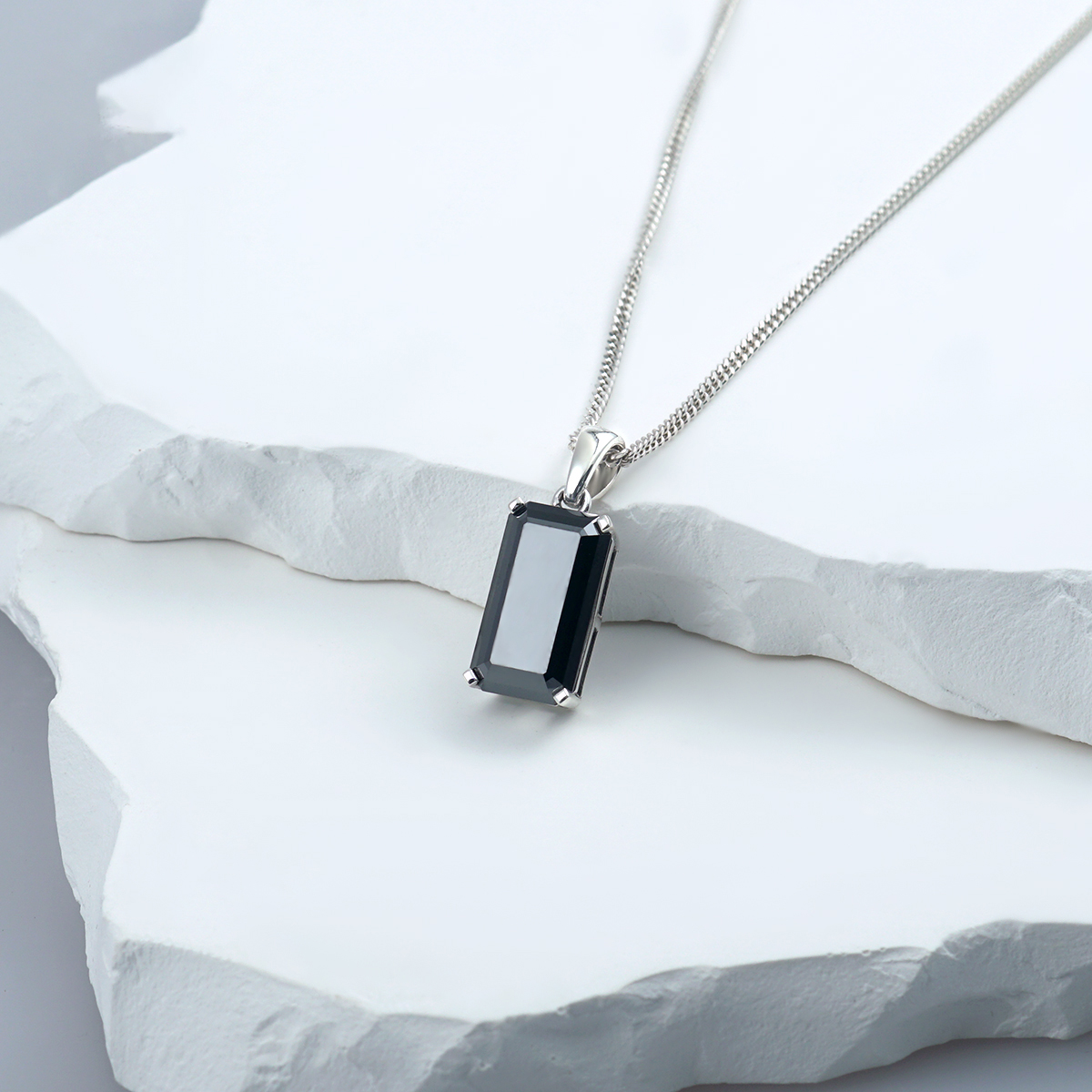 S925 15ct Black Synthetic Moissanite Pendant Necklace Perfect St Mother's Day Gift for Him