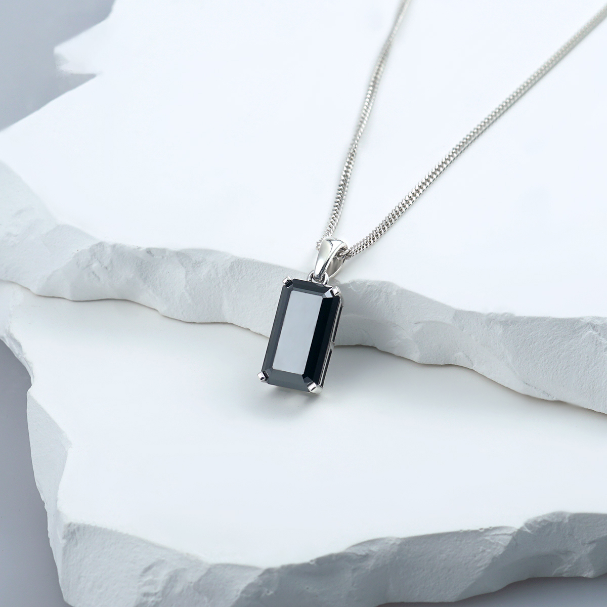 S925 15ct Black Synthetic Moissanite Pendant Necklace Perfect St Mother's Day Gift for Him