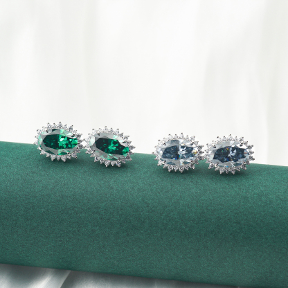 1-3ct Oval Synthetic Moissanite Sunflower Stud Earrings S925