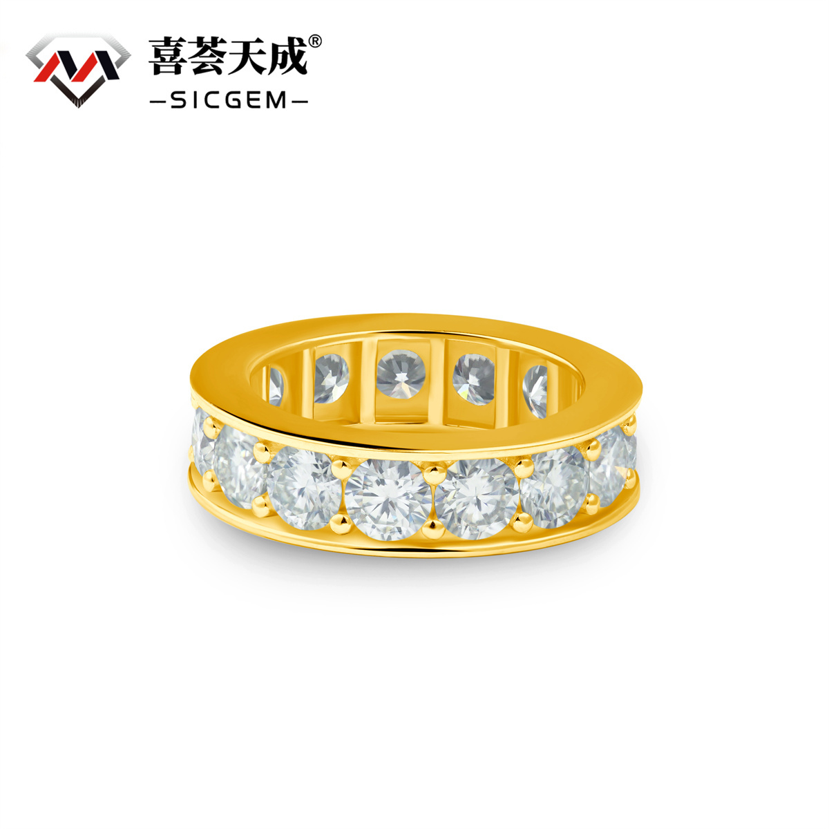 S925 Round VVS Synthetic Moissanite Classic Eternity Ring Band Engagement Wedding Mother's Day Gifts