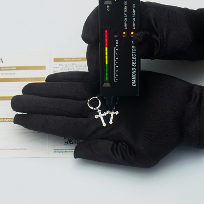 S925 Synthetic Moissanite Bling Dainty Cross Hoop Earrings Birthday Anniversary Mother's Day Gifts for Men Women