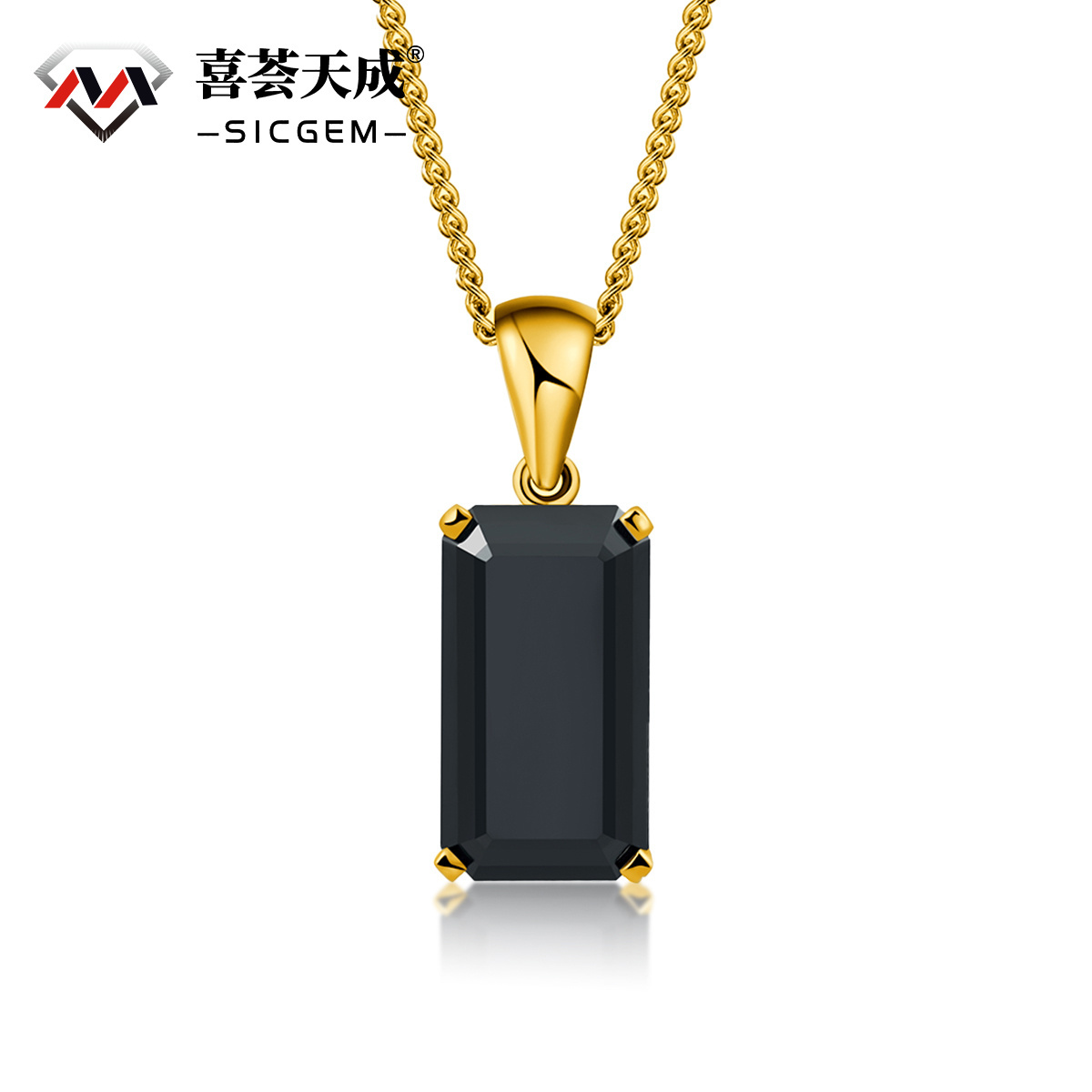 S925 15ct Black Synthetic Moissanite Pendant Necklace Perfect St Mother's Day Gift for Him